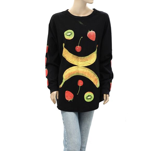 Urban Outfitters Uo Leon Fruit Long Sleeve Tee Top Oversized Black XXL 260150 - Picture 1 of 6